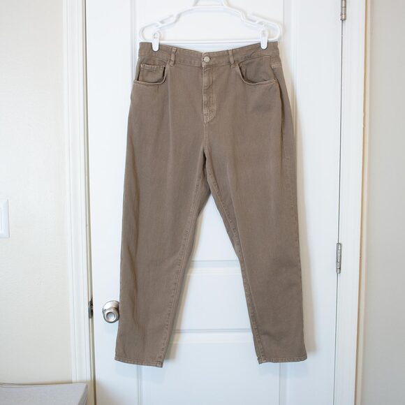 High Rise Taper Jeans Massimo Dutti 100% Cotton Taupe Denim Sz 12 | Light Summer - Picture 1 of 6